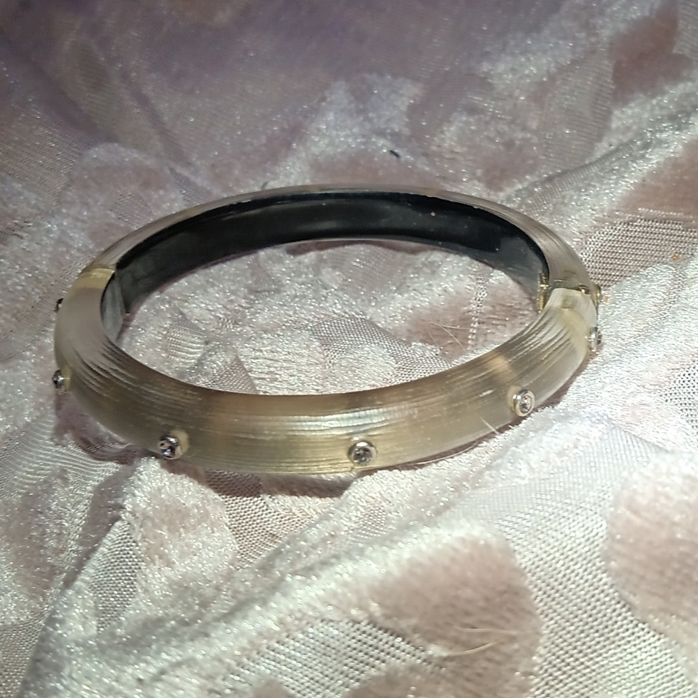 Alexis Bittar bracelet lucite hinged and studed